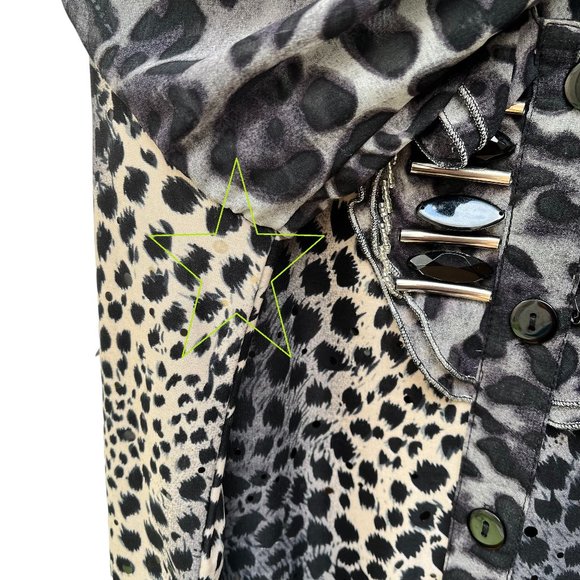 Amanda Collection Black and Cream Leopard Print Blouse Women's Size M - Picture 12 of 12